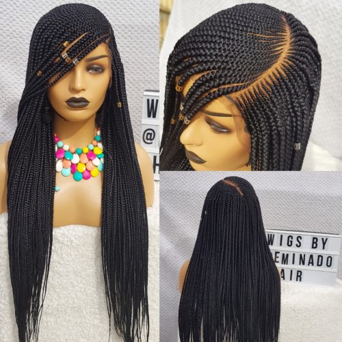 Mide Black Cornrow Braided Wig | Eminado Hair