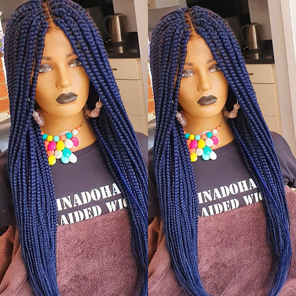 Blue & Black 😍  Black box braids, Blue box braids, Braids for black hair