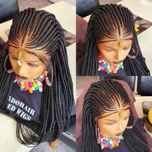 Simi Fulani Black Cornrow Braided Wig | Eminado Hair