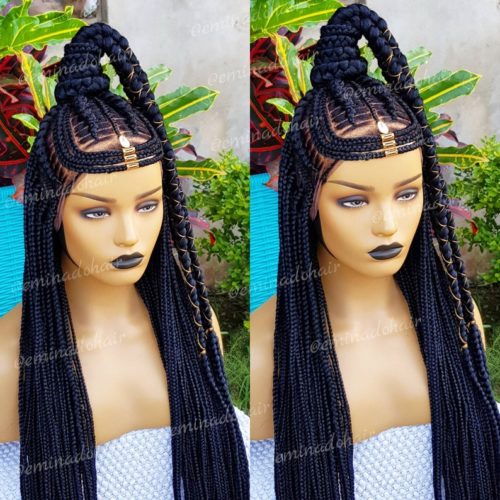 Queen Black Cornrow Braided Wig | Eminado Hair