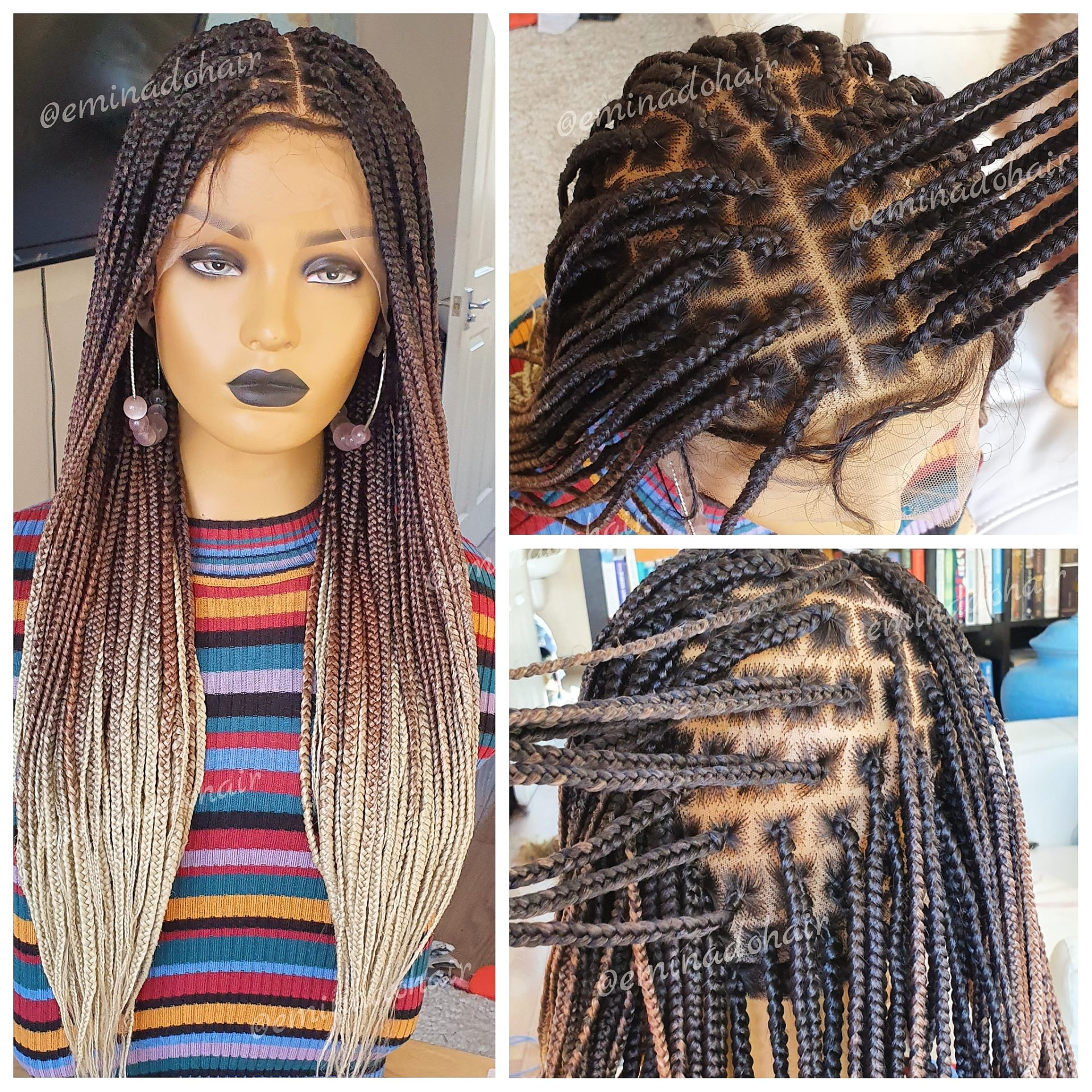 Ava Ombre Tone Small Knotless Box Braided Wig | Eminado Hair