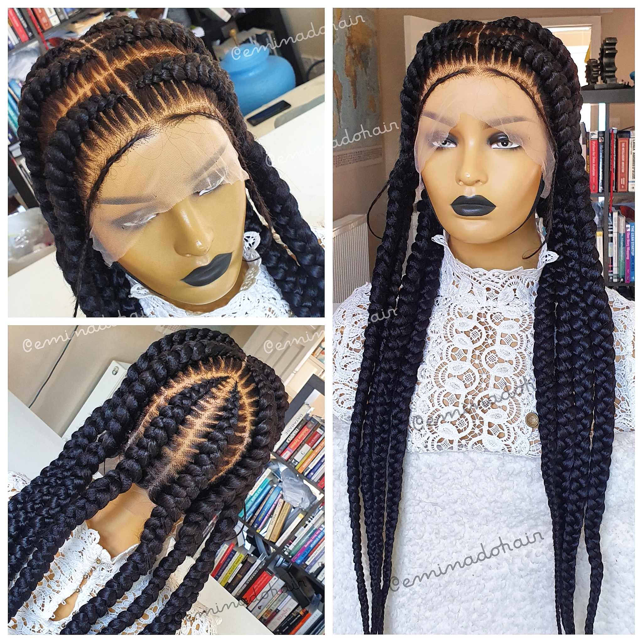 Big B, Pop Smoke Black Cornrow Braided Wig | Eminado Hair