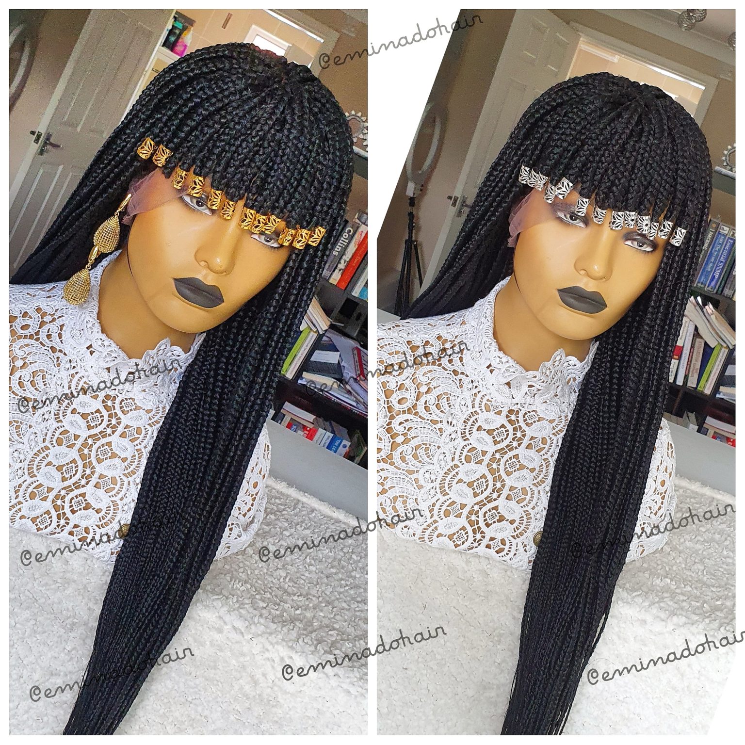 Oba Black Fringe Box Braids Braided Wig | Eminado Hair
