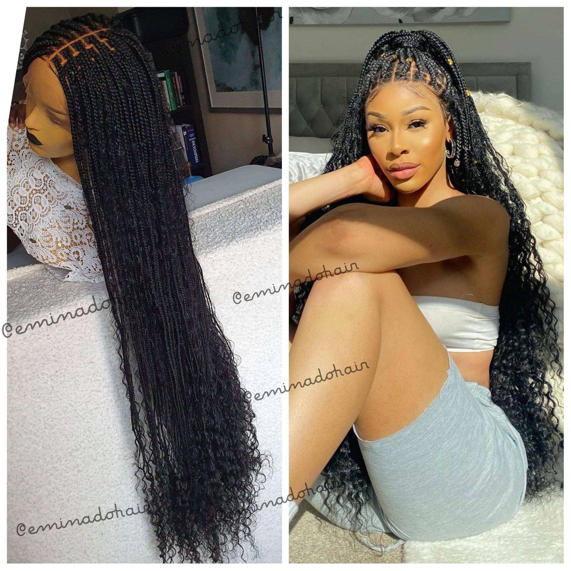 Boho Knotless Box Braids Black Frontal 13x4 Braided Wigs Store Uk