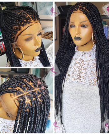 Knotless Triangle Black Full Frontal Box Braided Wig