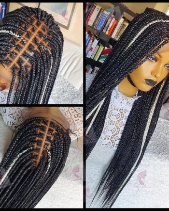 Knotless Triangle Black Full Frontal Box Braided Wig | Eminado Hair