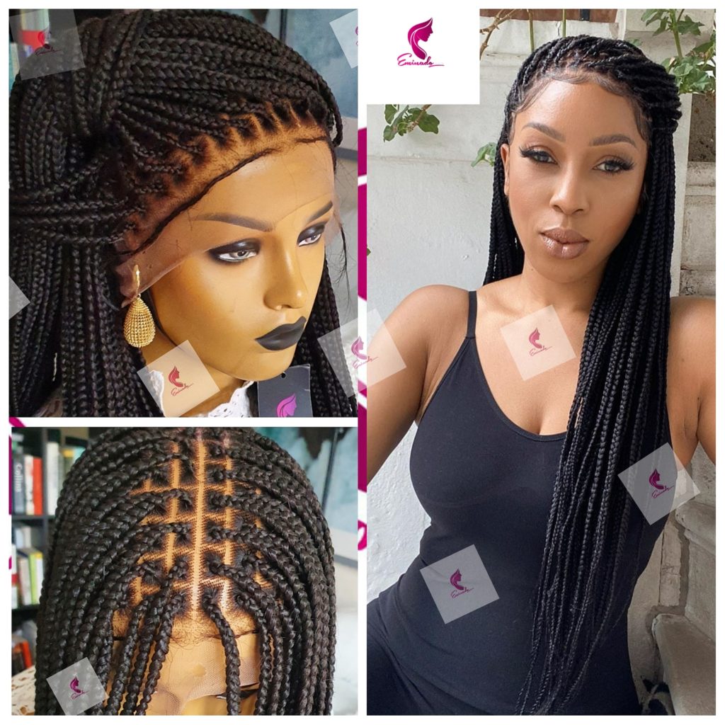 Knotless Braids Black 13x4 Frontal Box Braided Wig | Eminado Hair