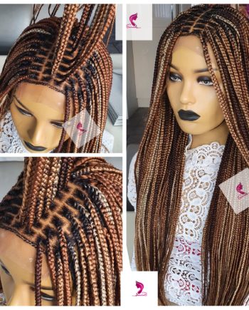 Knotless Braids Brown 30 Inches Closure Box Braided Wig