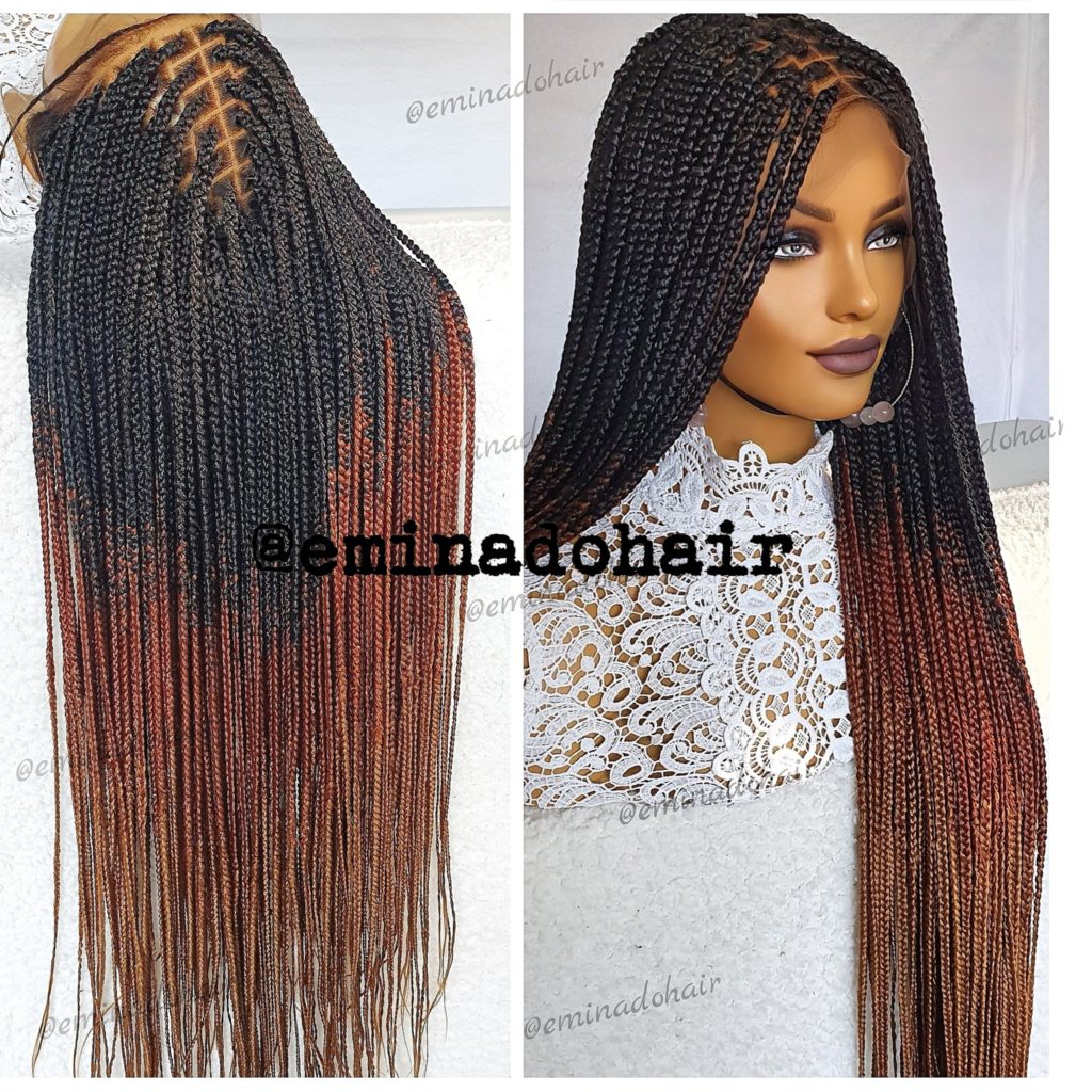 Idi Ombre Black Closure 4by4 Box Braided Wig