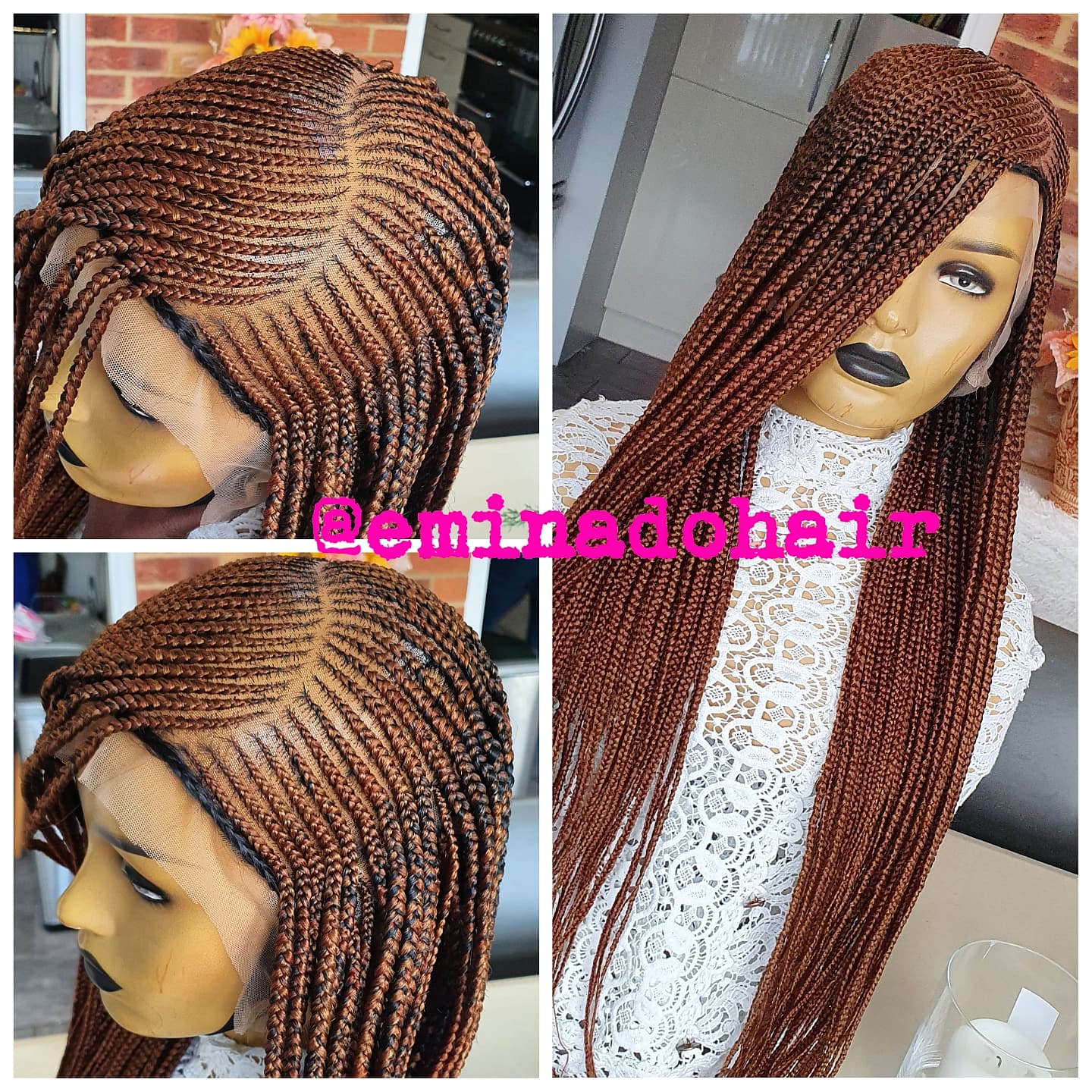 Mide Brown Cornrow Braided Wig