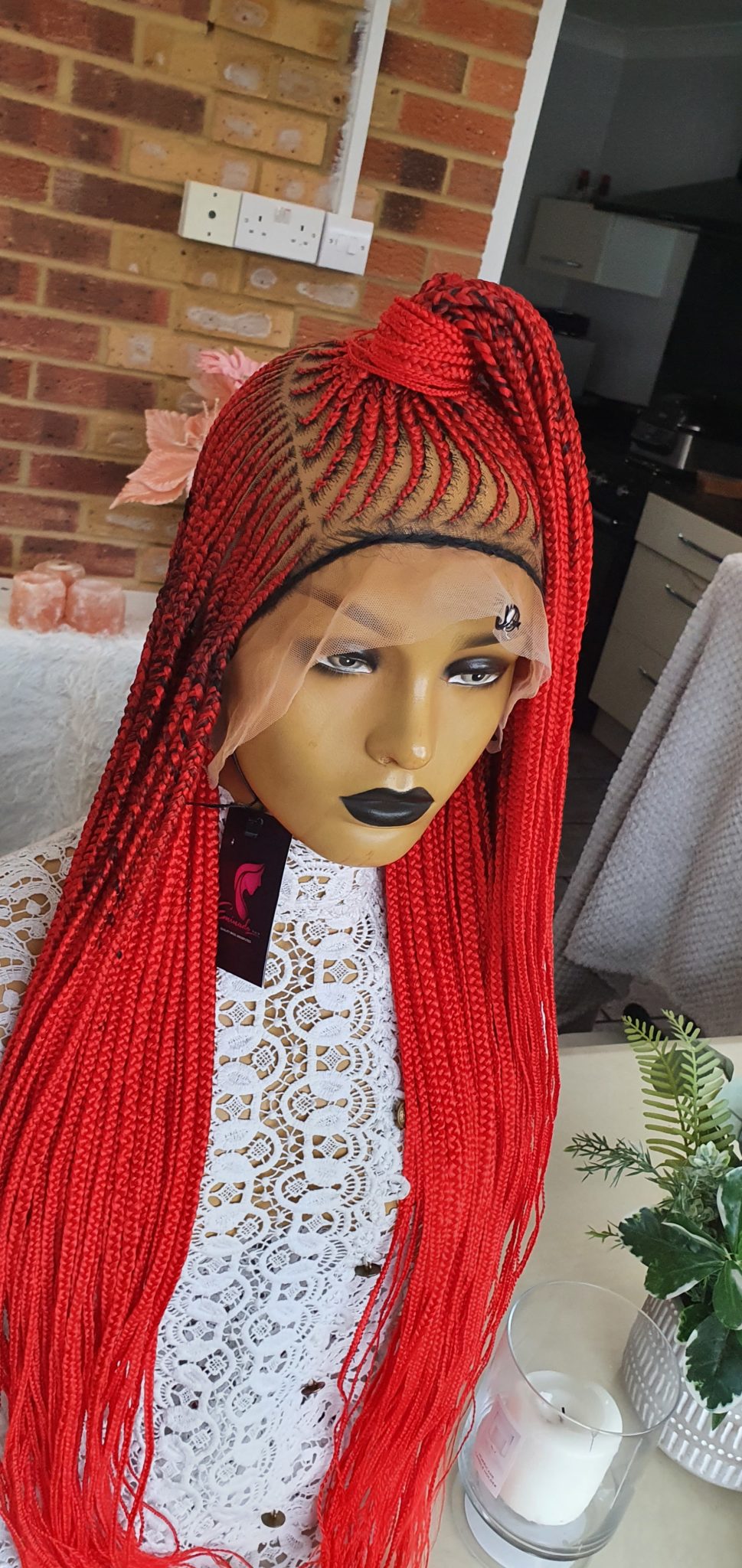 Jola Ket Red Full Frontal Cornrow Braided Wig | Eminado Hair