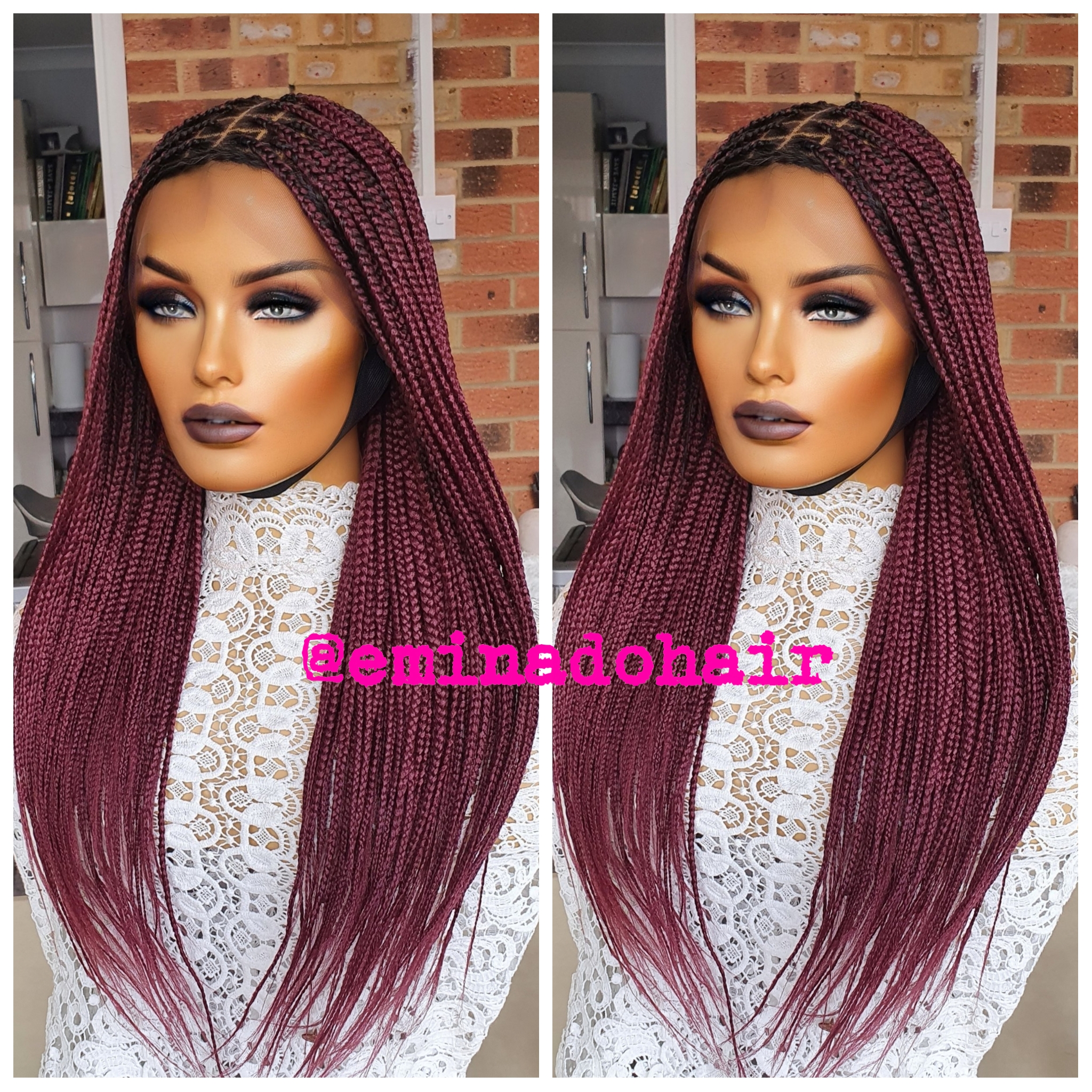 Demi Closure braided wig-burgundy - Accessories