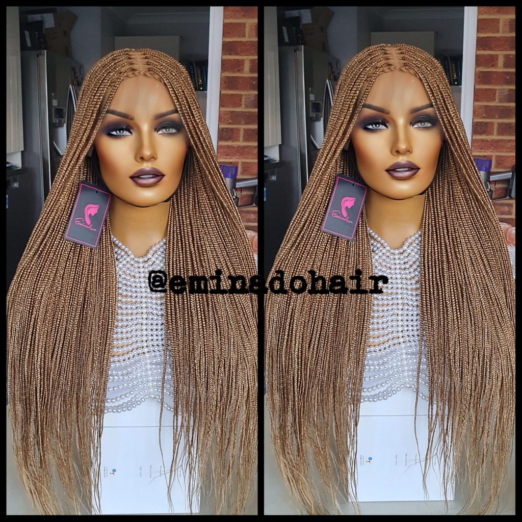 Knotless Green Full Frontal Box Braided Wig