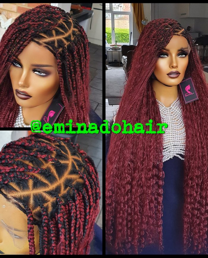 Human Hair Curls Boho Knotless Braids Full Lace Wig Eminado Hair