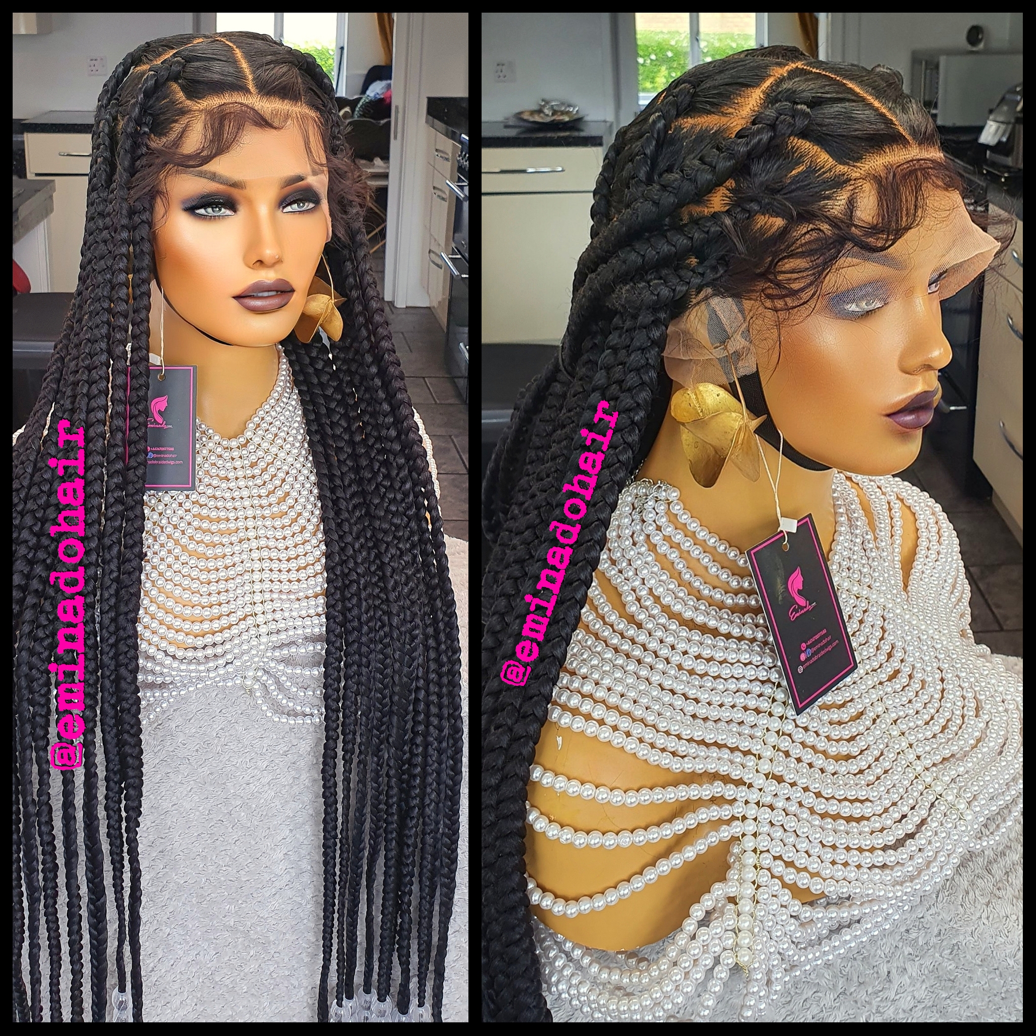 Braided wig with beads/ box braids / with closure/ 14 inches –  HouseOfSarah14