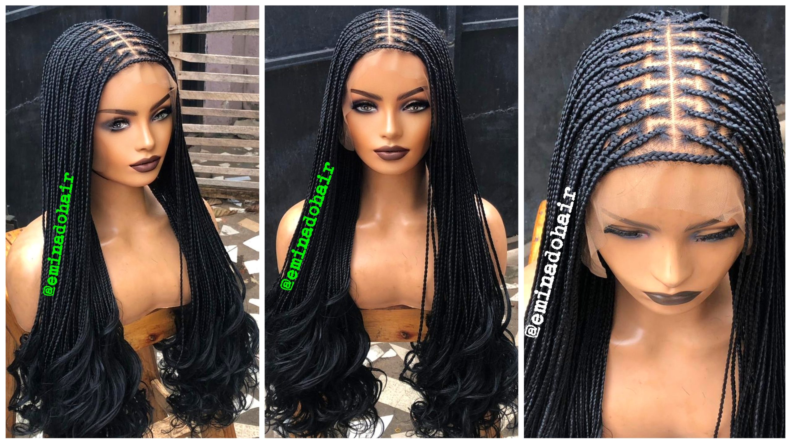 Ready to ship, Knotless braids, curly ends, short length, braided