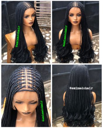 Chichi Knotless braids, Curly ends, black, full lace wig, ready to