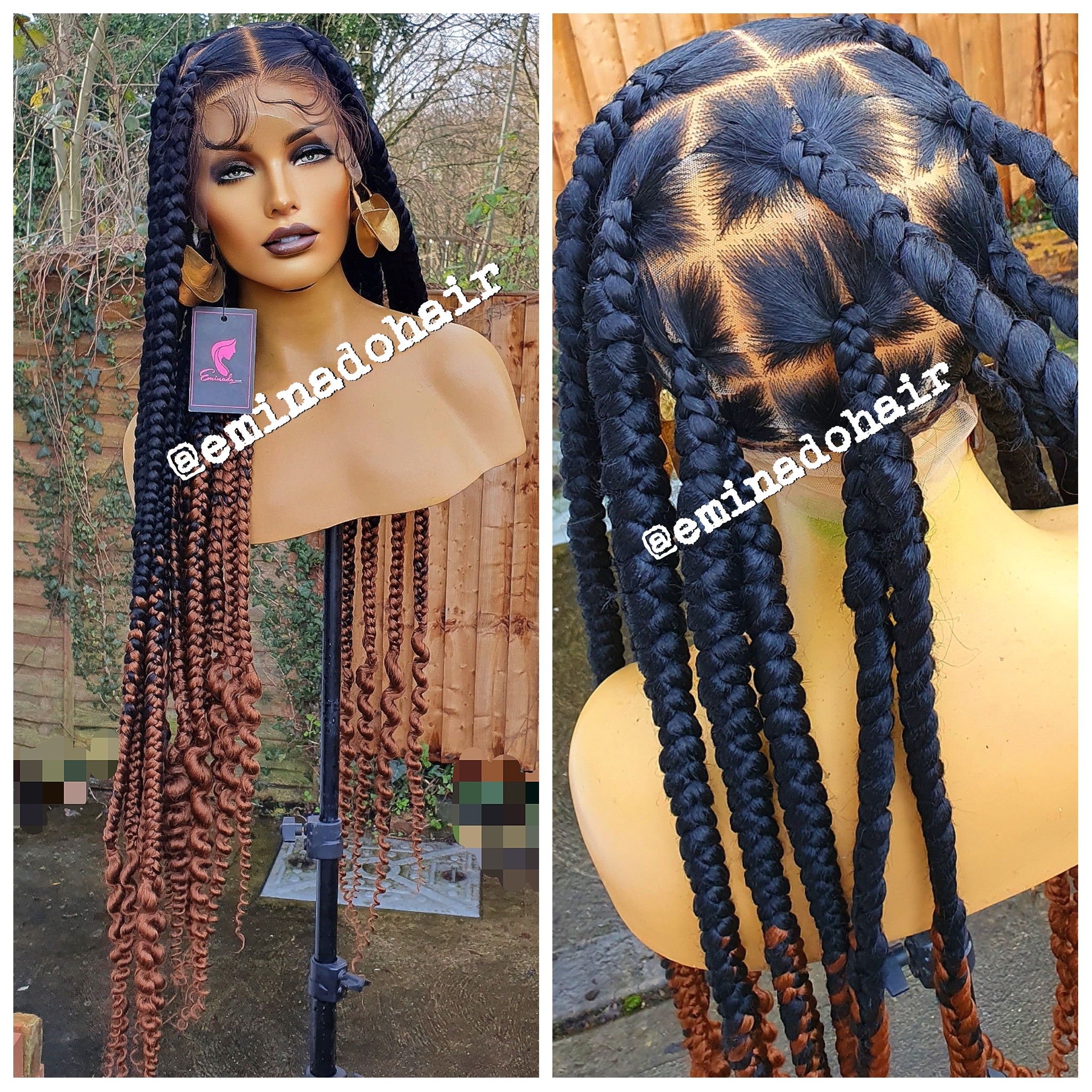 Brown Jumbo Braided Wig on a Full Lace 