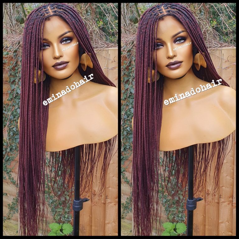 Knotless Box Braids Burgundy Braided Wig Braided Wigs Store Uk Eminado Braided Wigs