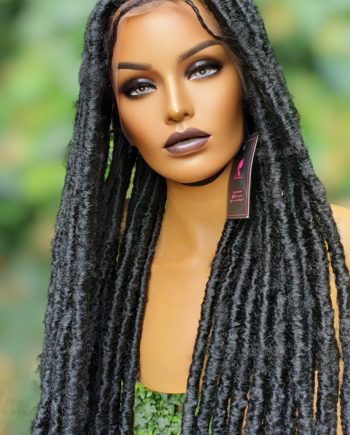 Butterfly locs braided wig, colour blue, Full Lace