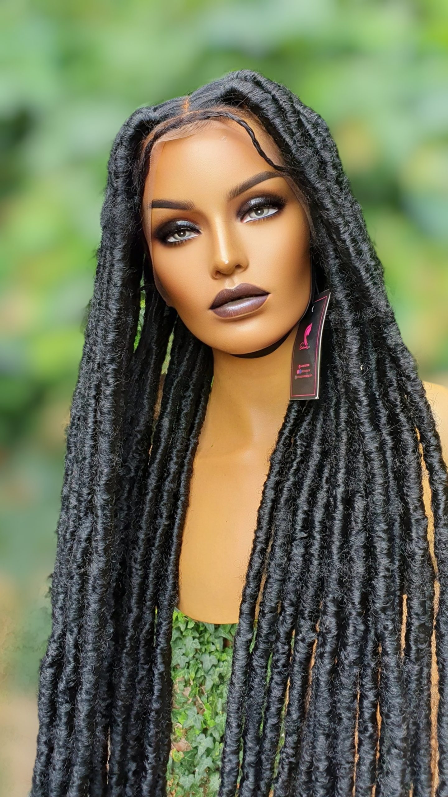 Goddess Locs Ombre Lace Front Braided Wig Faux Locs Curly Crochet