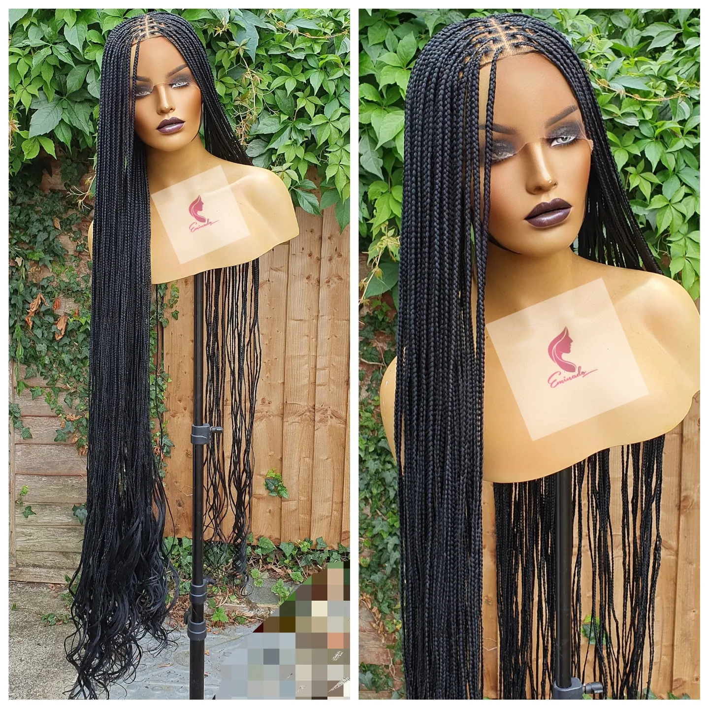 Steff Don Black with Beads Knotless Box Braided Wig