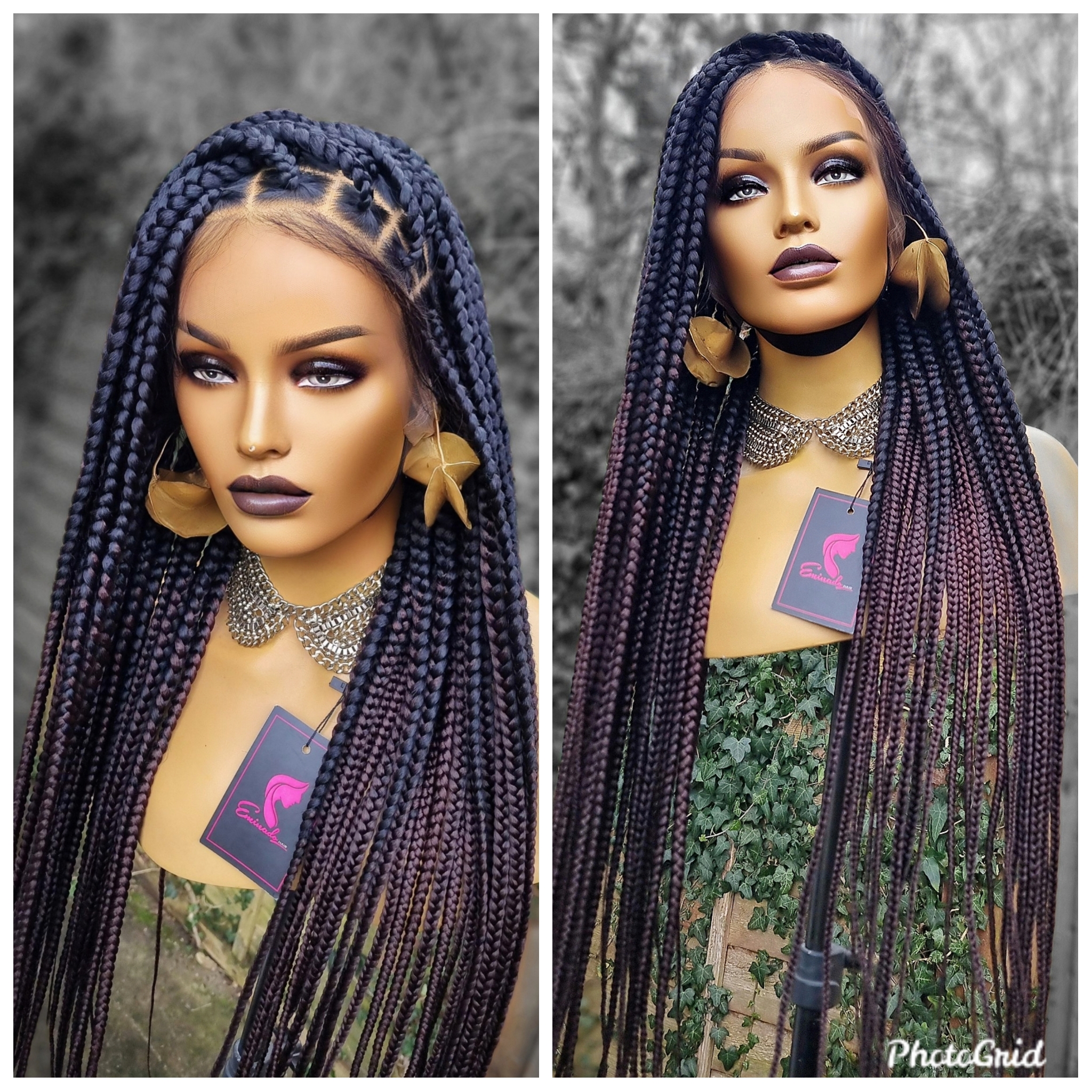 Ombre Knotless Braids Wigs for Women Braided Lace Front Wig Braided Lace  Wigs Braided Full Lace Wigs Braided Wigs for Black Women Dreadlocks 