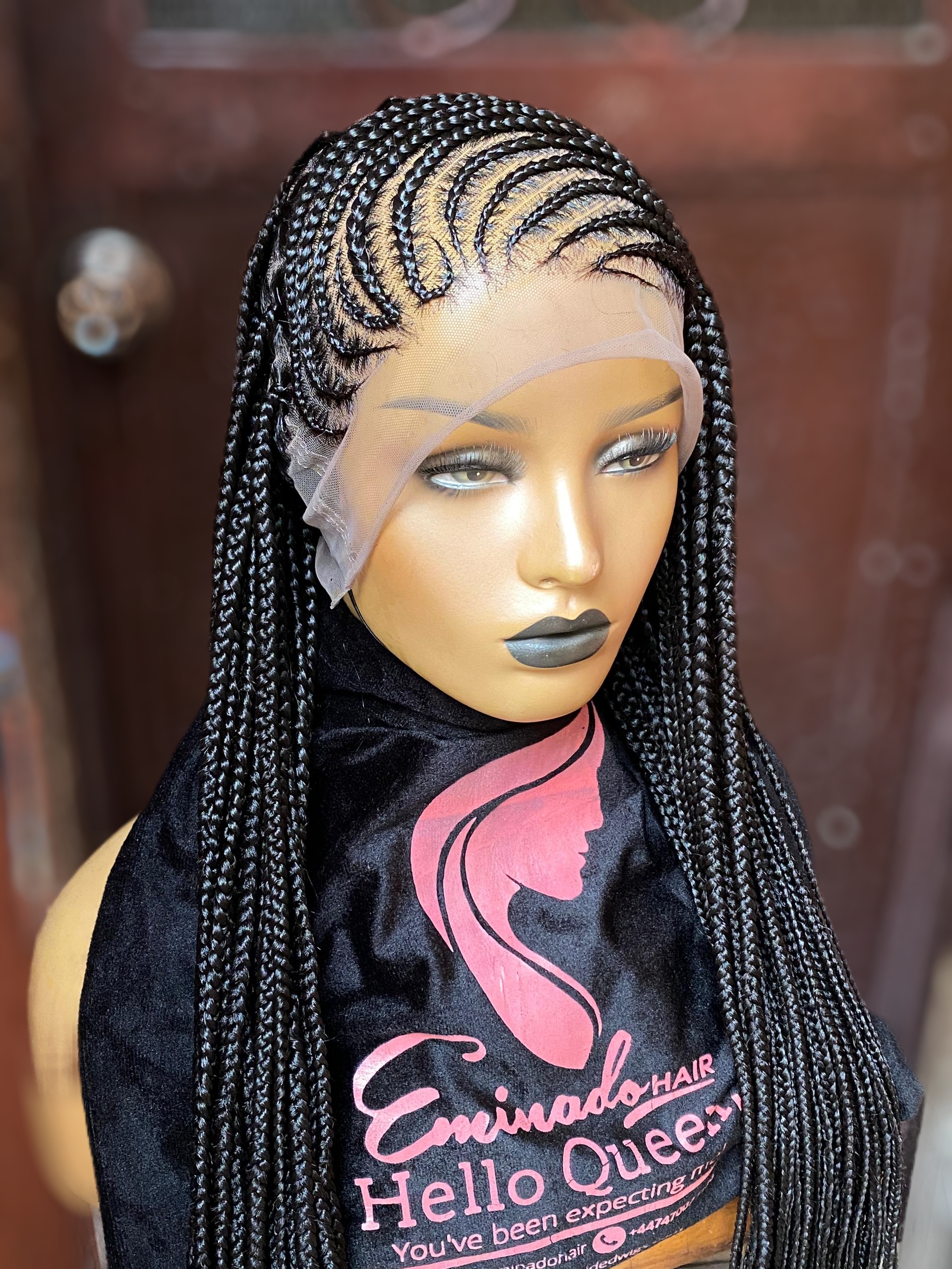 braided wig: handmade cornrow Ghana weave Braid. Full lace 3-4wks
